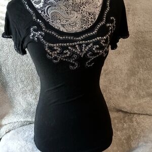 BKE Black Embellished Women's Top